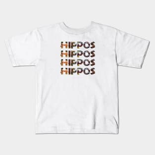 HIPPOS HIPPOS HIPPOS HIPPOS - wildlife oil painting word art Kids T-Shirt